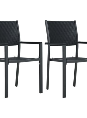 VidaXL Tuinstoel 2 st rattan-look kunststof zwart