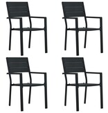 VidaXL Tuinstoelen 4 st hout-look HDPE zwart