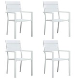 VidaXL Tuinstoelen 4 st hout-look HDPE wit