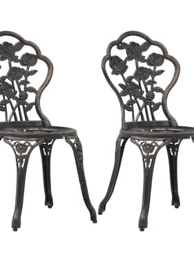 VidaXL Bistrostoelen 2 st gietaluminium bronskleurig