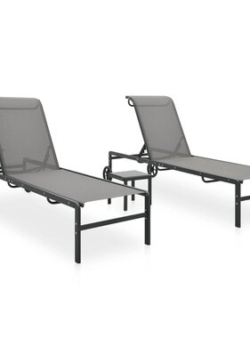 VidaXL Ligbedden 2 st met tafel textileen en staal