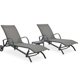 VidaXL Ligbedden 2 st met tafel textileen en staal