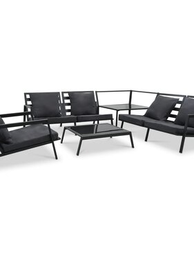 VidaXL 5-delige Loungeset met kussens aluminium donkergrijs