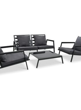 VidaXL 4-delige Loungeset met kussens aluminium donkergrijs