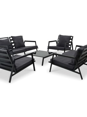 VidaXL 5-delige Loungeset met kussens aluminium donkergrijs