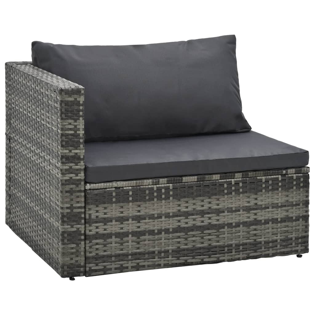VidaXL 5-delige Loungeset met kussens poly rattan grijs