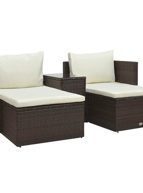 VidaXL 5-delige Loungeset met kussens poly rattan bruin