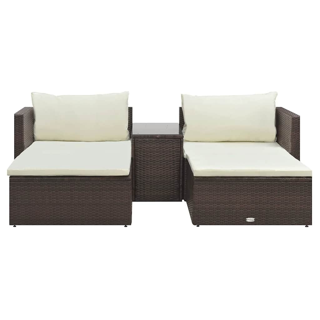 VidaXL 5-delige Loungeset met kussens poly rattan bruin