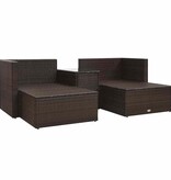 VidaXL 5-delige Loungeset met kussens poly rattan bruin