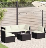 VidaXL 4-delige Loungeset met kussens poly rattan bruin