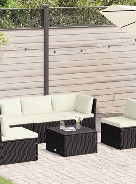 VidaXL 4-delige Loungeset met kussens poly rattan bruin
