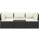 VidaXL 4-delige Loungeset met kussens poly rattan bruin