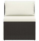 VidaXL 4-delige Loungeset met kussens poly rattan bruin