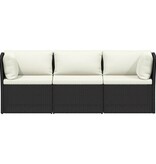 VidaXL 4-delige Loungeset met kussens poly rattan bruin