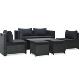 VidaXL 6-delige Loungeset met kussens poly rattan zwart