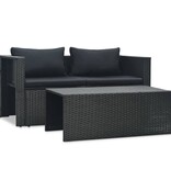 VidaXL 6-delige Loungeset met kussens poly rattan zwart