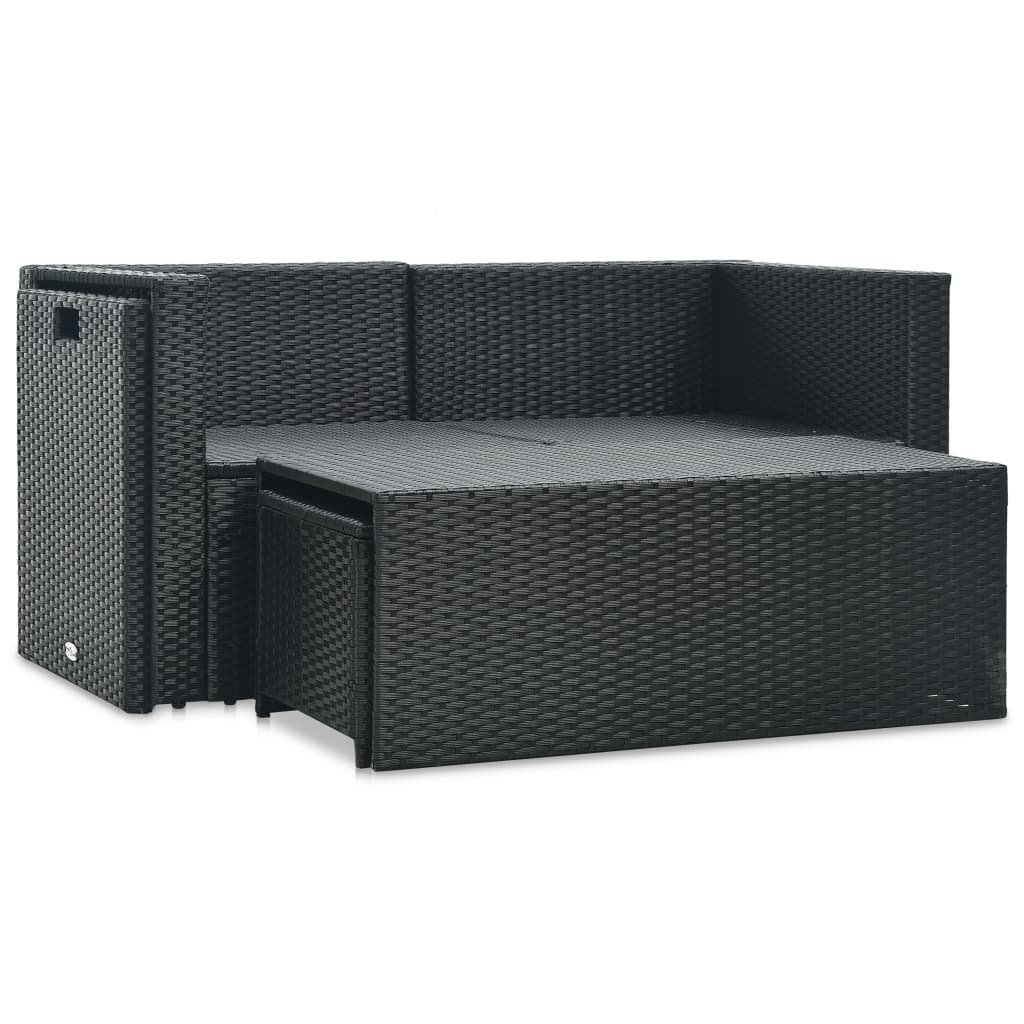 VidaXL 6-delige Loungeset met kussens poly rattan zwart