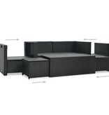 VidaXL 6-delige Loungeset met kussens poly rattan zwart