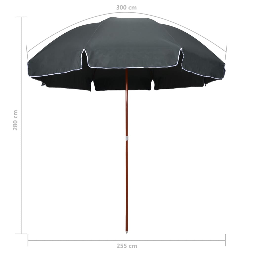 VidaXL Parasol met stalen paal 300 cm antracietkleurig