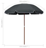 VidaXL Parasol met stalen paal 240 cm antracietkleurig