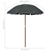 VidaXL Parasol met stalen paal 180 cm antracietkleurig