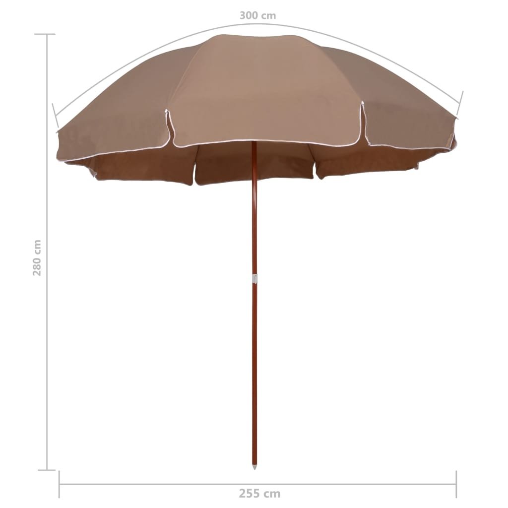 VidaXL Parasol met stalen paal 300 cm taupe