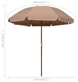 VidaXL Parasol met stalen paal 240 cm taupe