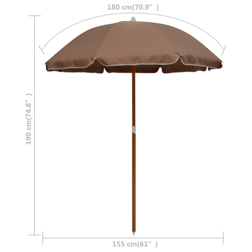 VidaXL Parasol met stalen paal 180 cm taupe