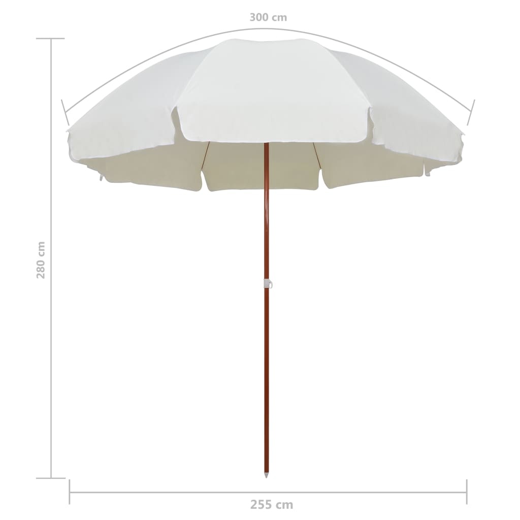 VidaXL Parasol met stalen paal 300 cm zandkleurig