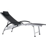 VidaXL Ligbed aluminium textileen zwart