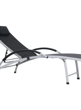 VidaXL Ligbed aluminium textileen zwart