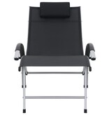 VidaXL Ligbed aluminium textileen zwart
