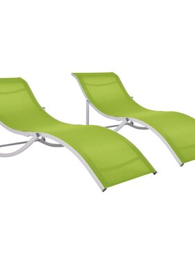 VidaXL Ligbedden inklapbaar 2 st textileen groen