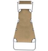VidaXL Ligbed inklapbaar met luifel aluminium taupe