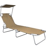 VidaXL Ligbed inklapbaar met luifel aluminium taupe