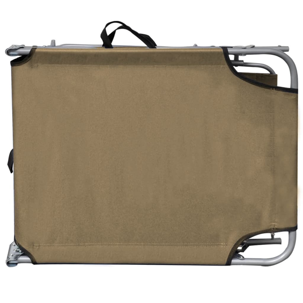 VidaXL Ligbed inklapbaar met luifel aluminium taupe