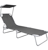 VidaXL Ligbed inklapbaar met luifel aluminium grijs