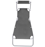 VidaXL Ligbed inklapbaar met luifel aluminium grijs
