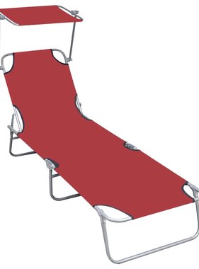 VidaXL Ligbed inklapbaar met luifel aluminium rood