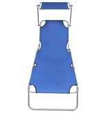 VidaXL Ligbed inklapbaar met luifel aluminium blauw