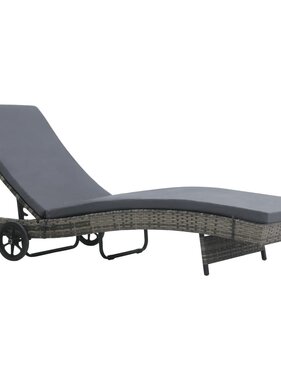 VidaXL Ligbed met wielen en kussen poly rattan antraciet