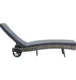 VidaXL Ligbed met wielen en kussen poly rattan antraciet