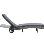 VidaXL Ligbed met wielen en kussen poly rattan antraciet