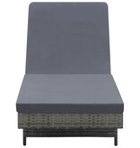 VidaXL Ligbed met wielen en kussen poly rattan antraciet