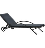 VidaXL Ligbed met kussen en wieltjes poly rattan antraciet