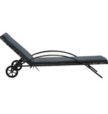 VidaXL Ligbed met kussen en wieltjes poly rattan antraciet
