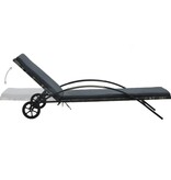 VidaXL Ligbed met kussen en wieltjes poly rattan antraciet