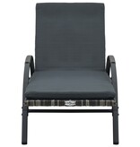 VidaXL Ligbed met kussen en wieltjes poly rattan antraciet