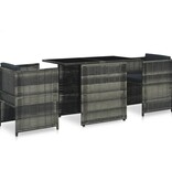 VidaXL 3-delige Bistroset met kussens poly rattan grijs