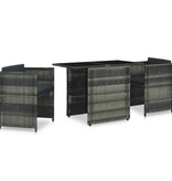 VidaXL 3-delige Bistroset met kussens poly rattan grijs
